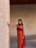 Zahara Dress in Vibrant Orange and Red