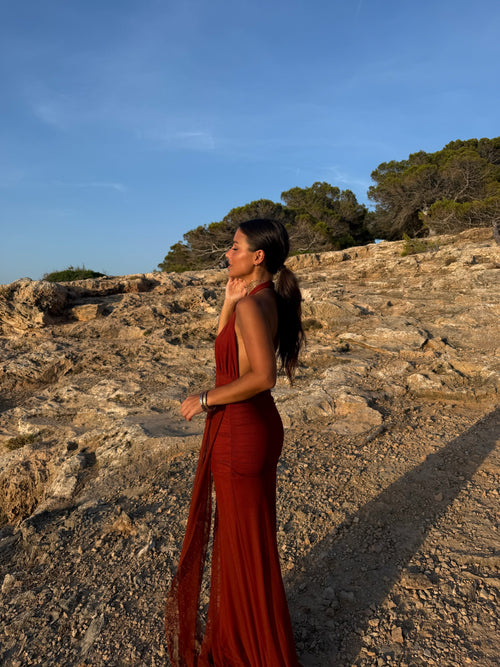 Aina Dress in Terracotta — Elegant, Flowy & Summer-Ready