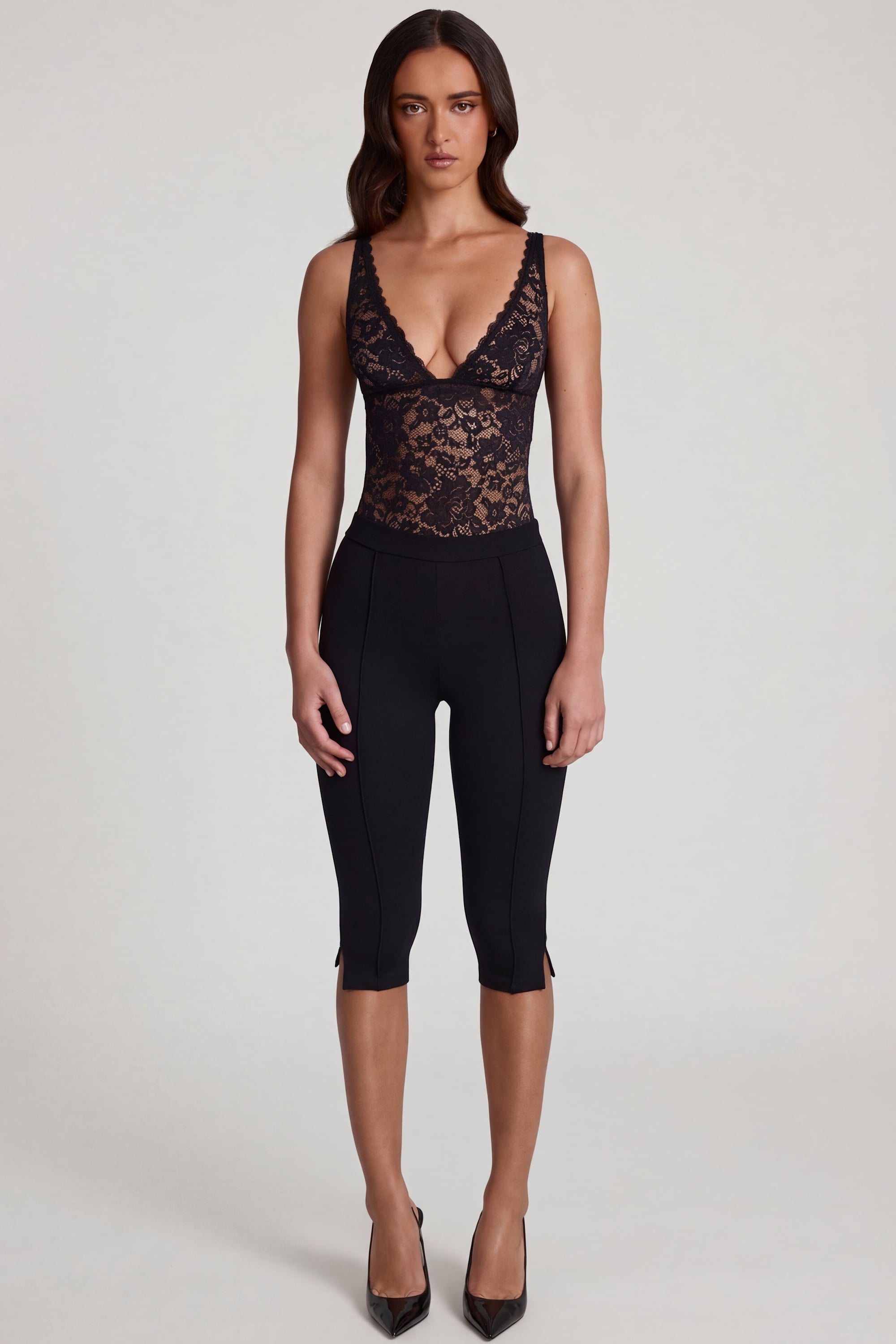 Pantalones Capri de jersey Ponte en negro