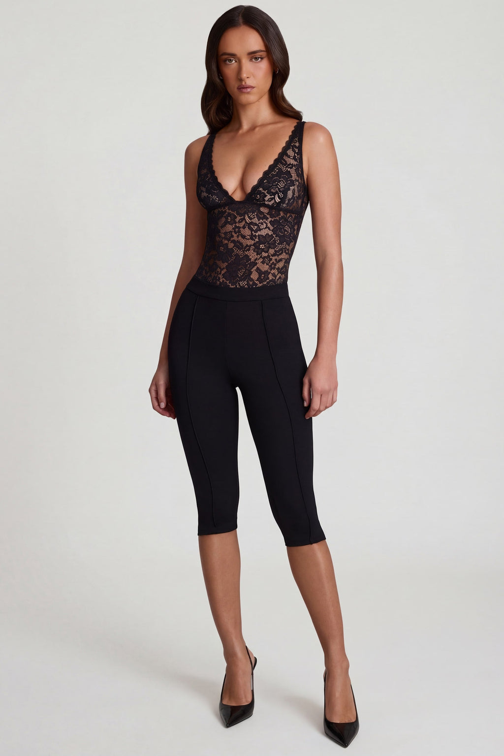 Pantalones Capri de jersey Ponte en negro