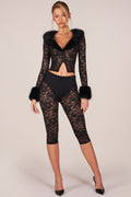 Pantalones capri con encaje en negro