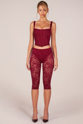 Pantalones Capri con encaje en rojo cereza