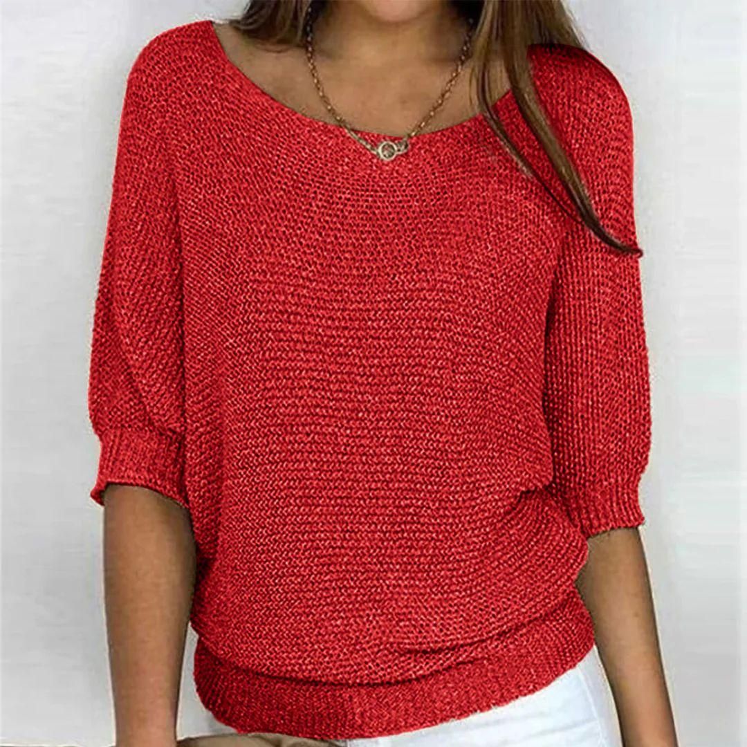 Marilyn | Merino Wool Elegant Knitted Short-Sleeve Jumper