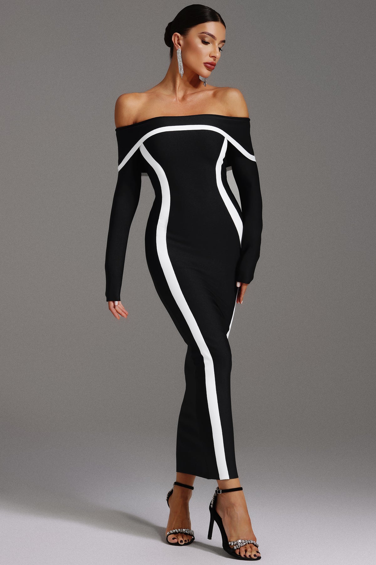 Hilda Off-the-Shoulder Long Sleeve Maxi Dress