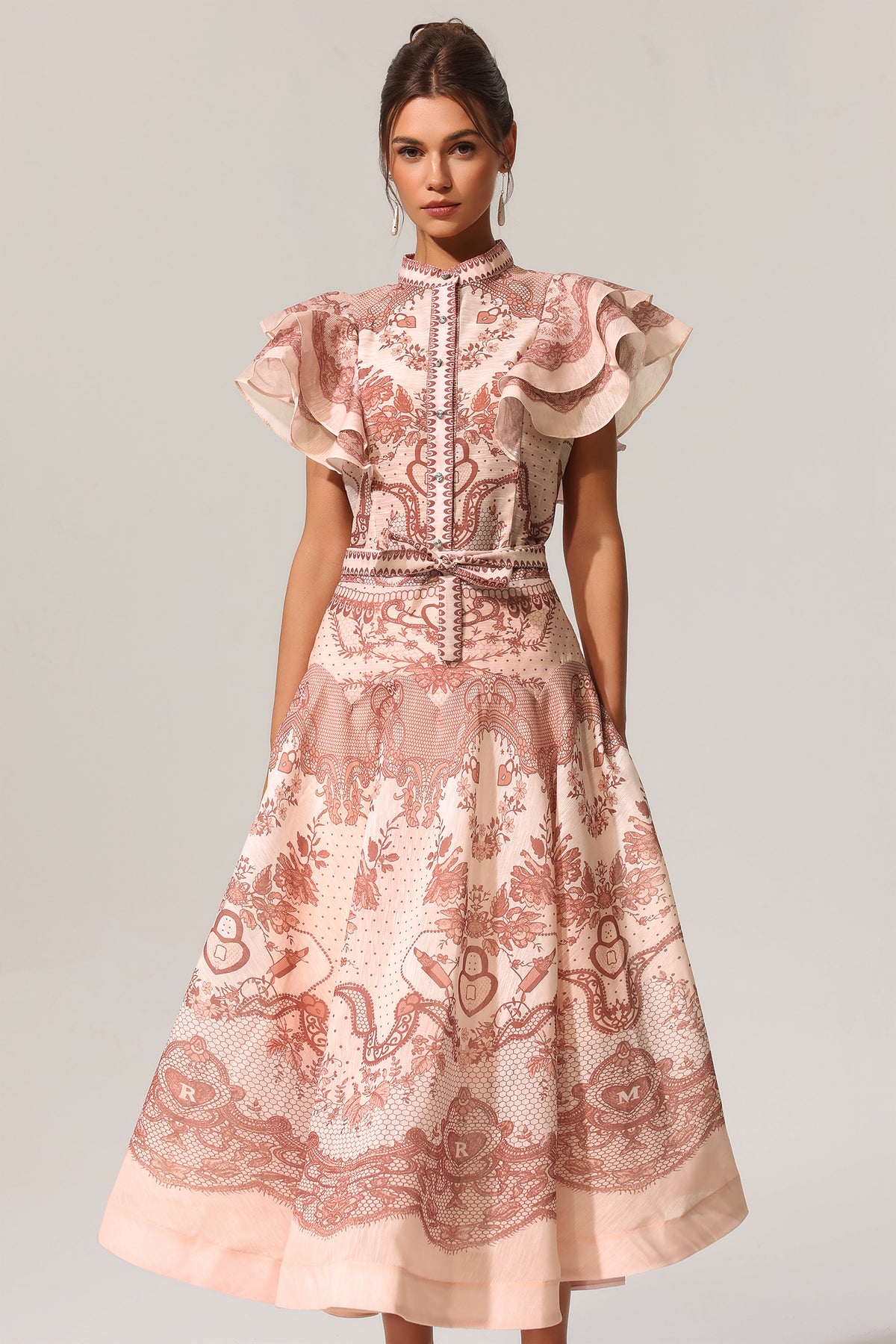 Kimivi Sleeveless Floral Printed Shirt Two-Piece Set