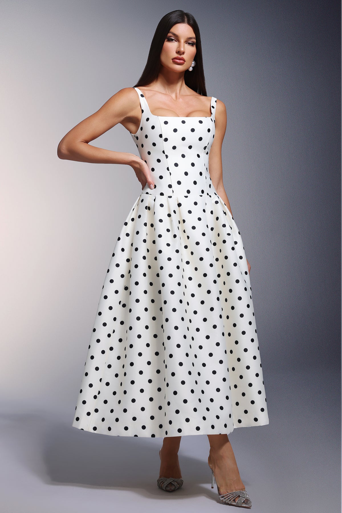 Zada Sleeveless Wave Point Maxi Dress
