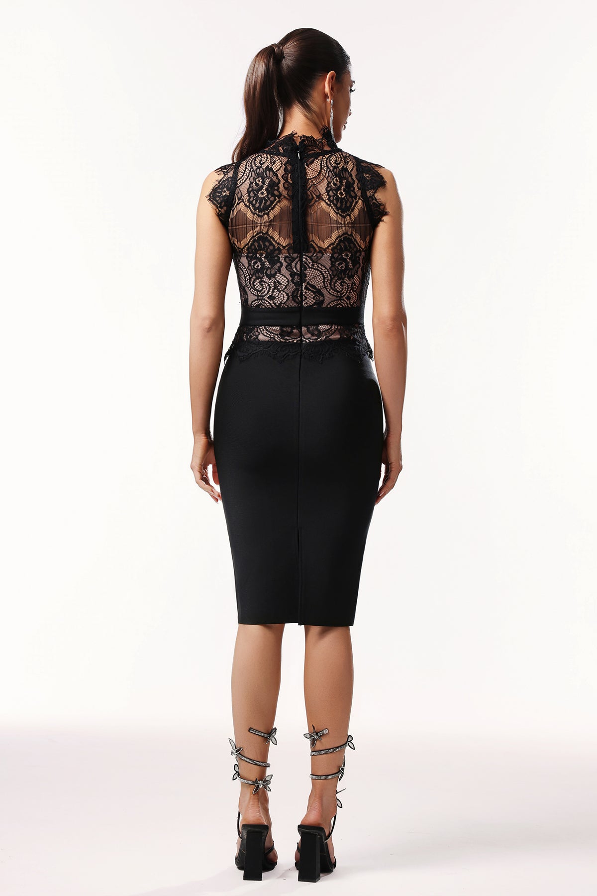 Priscilla Sleeveless Lace Bandage Midi Dress