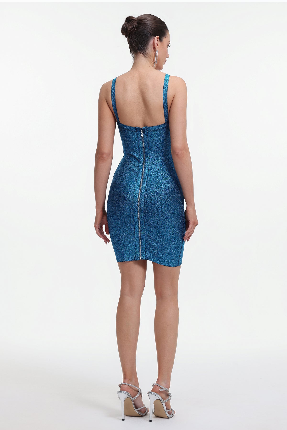 Maryam Metallic Blue Cocktail Dress