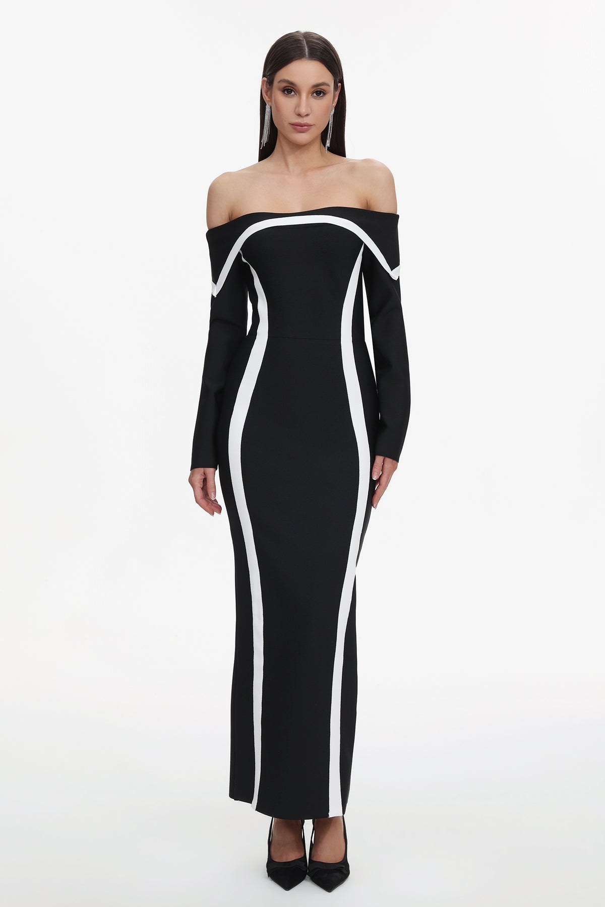 Hilda Off-the-Shoulder Long Sleeve Maxi Dress