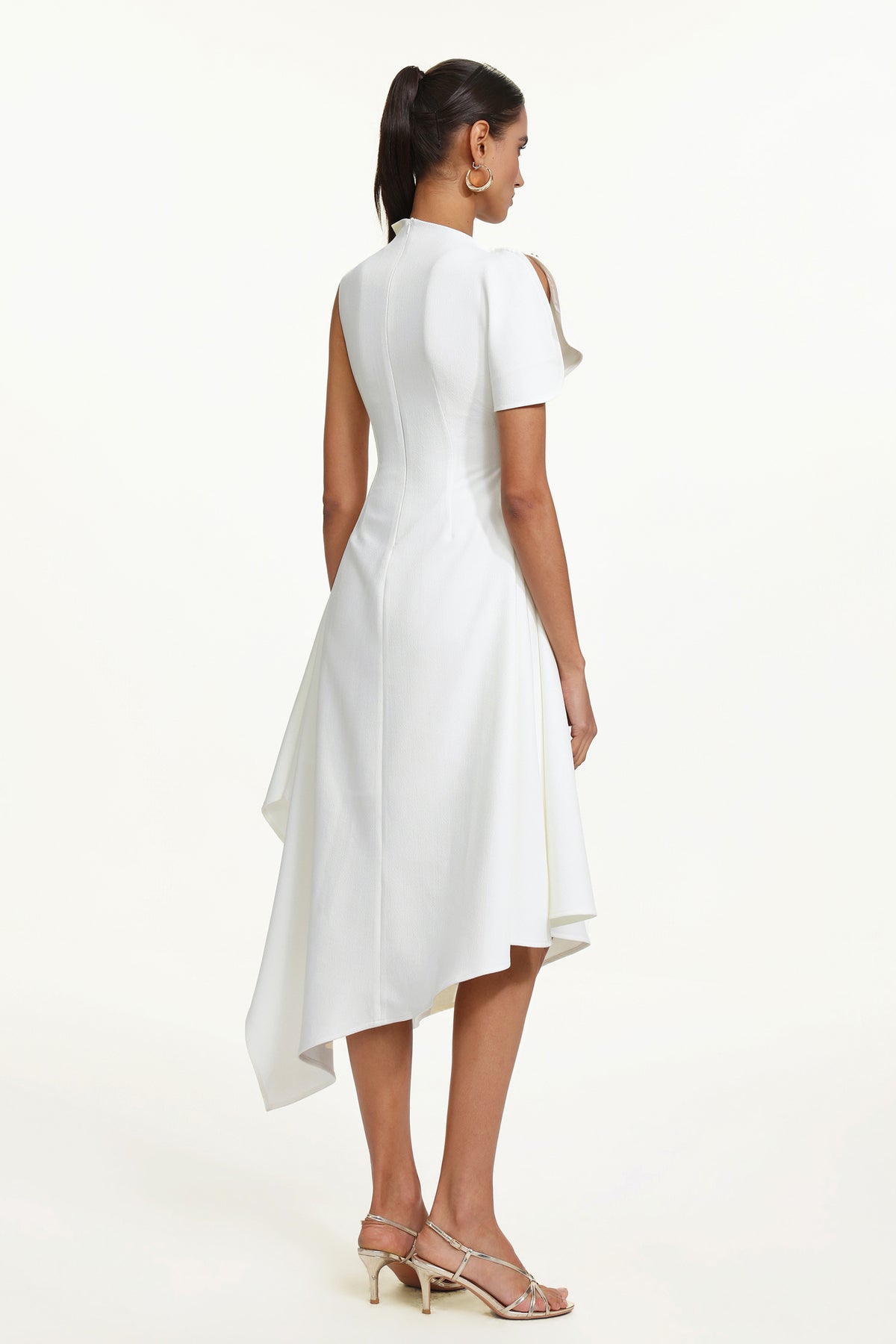 Weren High Neck Asymmetric Maxi Dress
