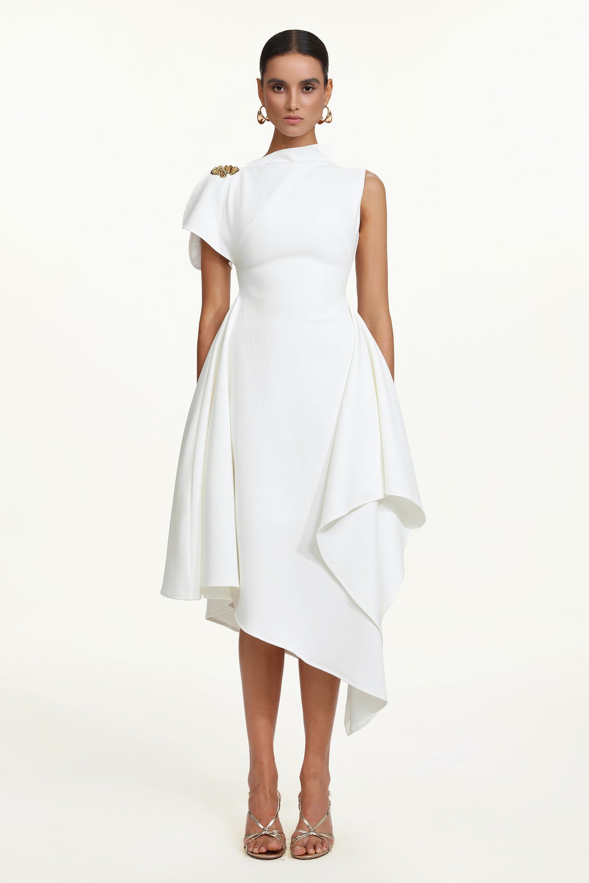 Weren High Neck Asymmetric Maxi Dress