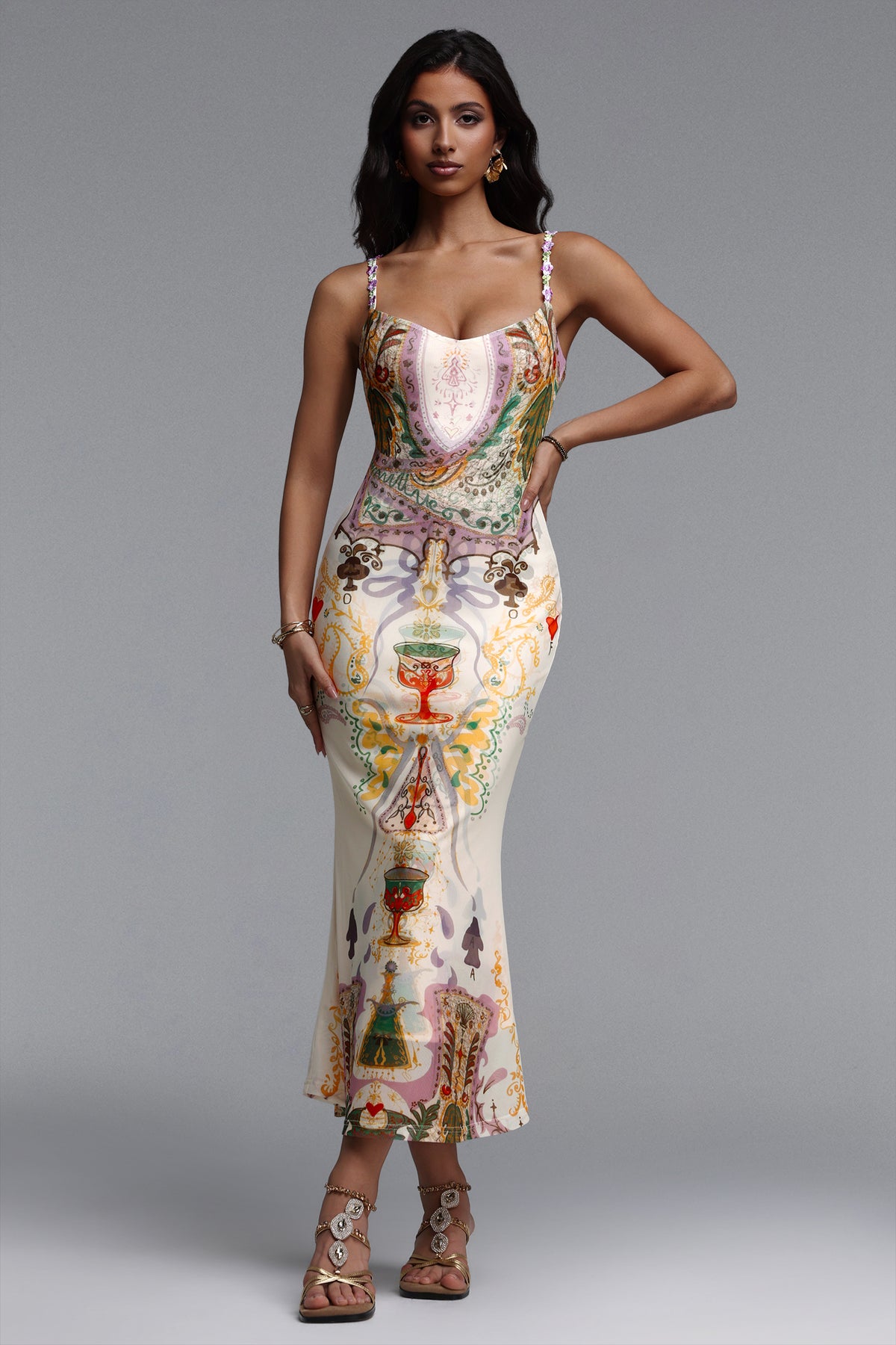 Xapana Sleeveless Mesh Maxi Dress
