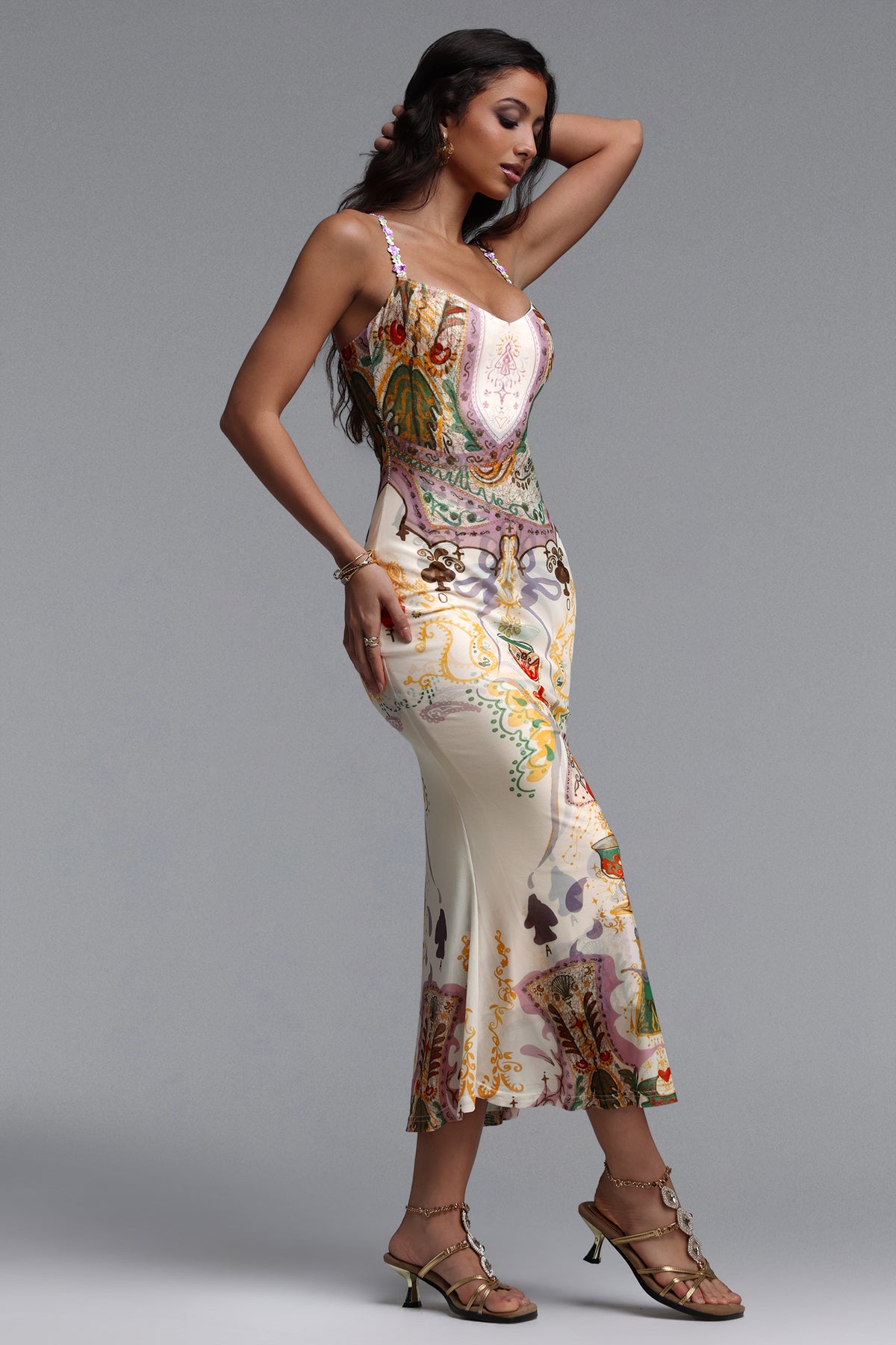 Xapana Sleeveless Mesh Maxi Dress