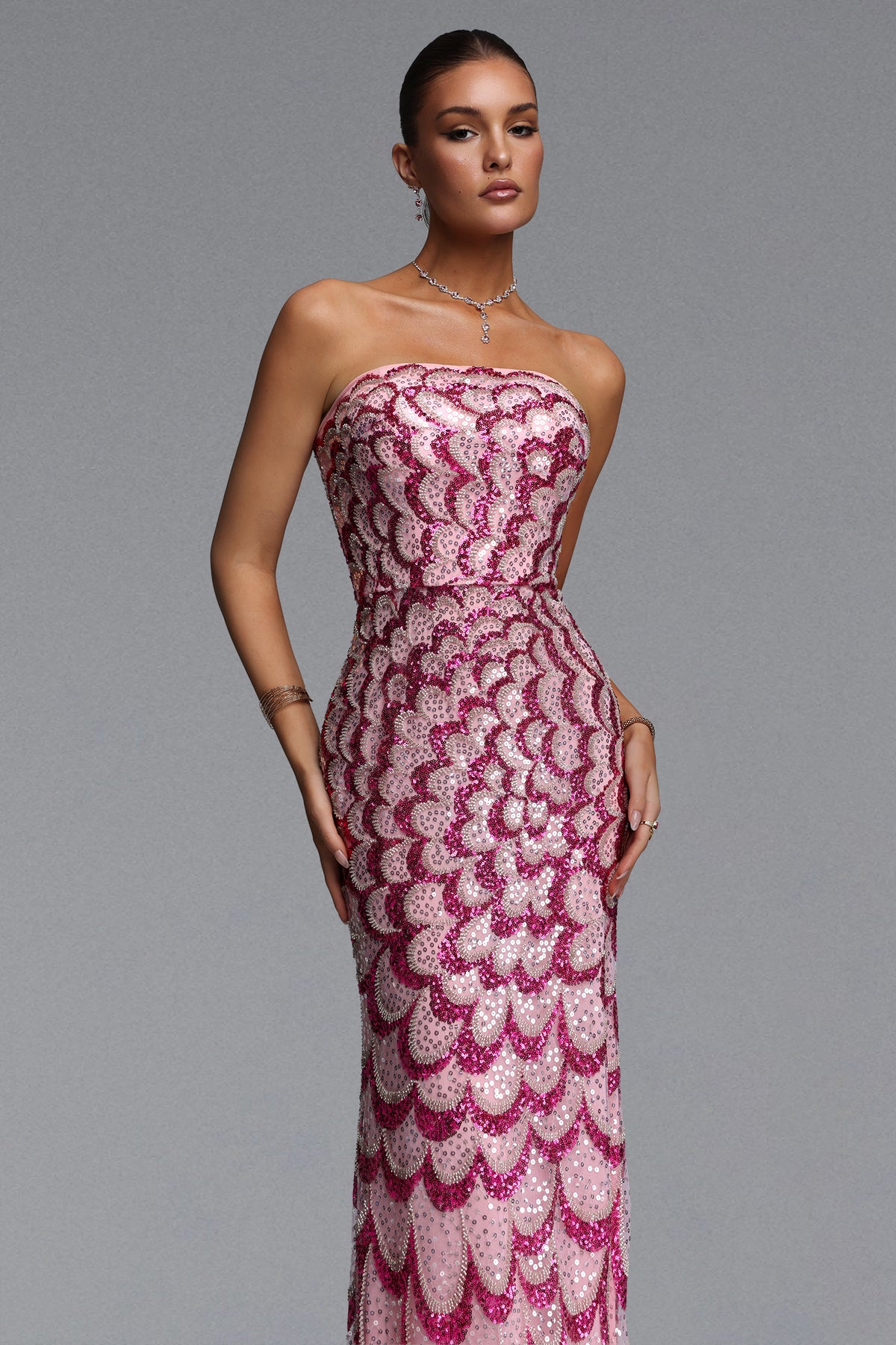 Facia Strapless Sequin Maxi Dress