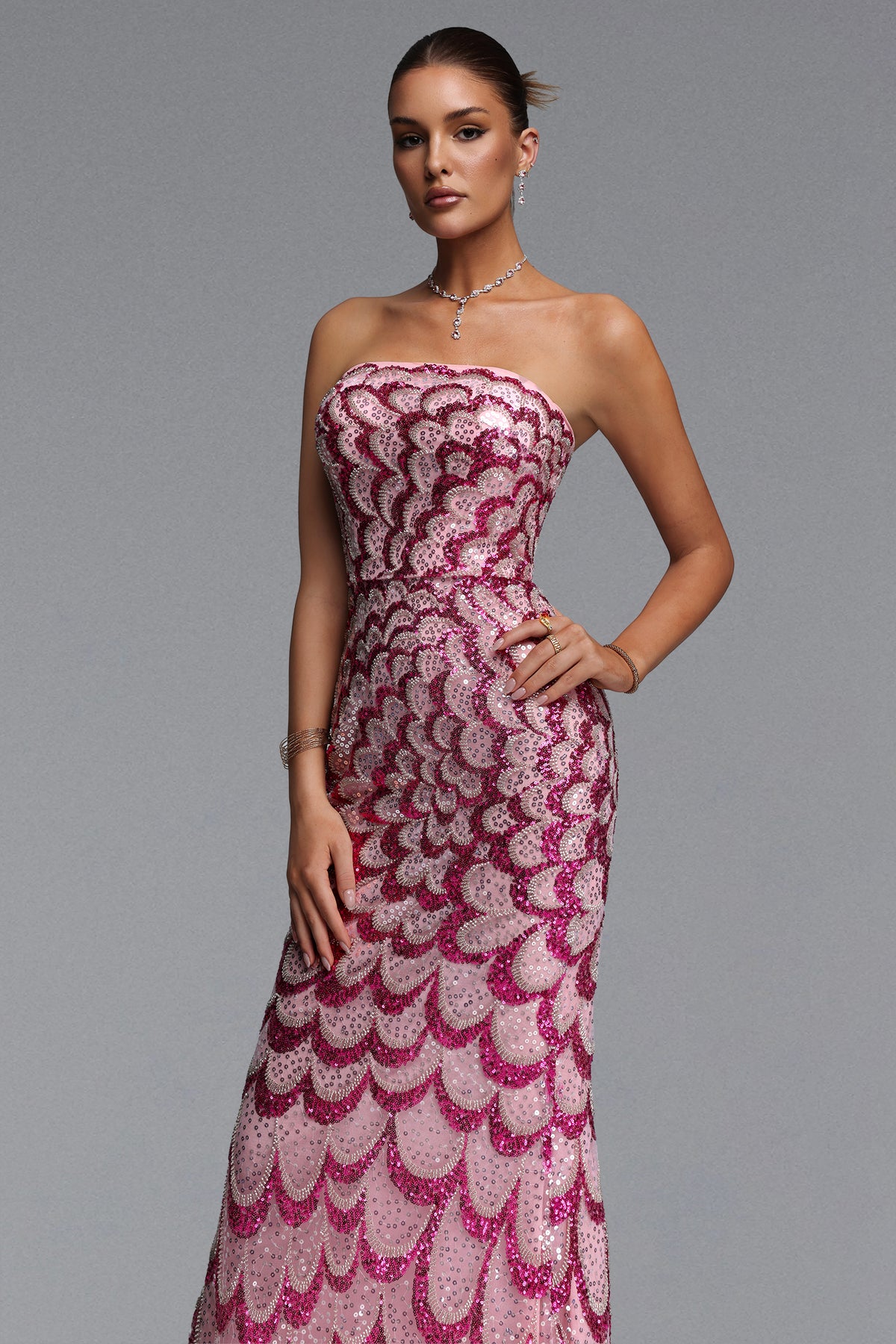 Facia Strapless Sequin Maxi Dress