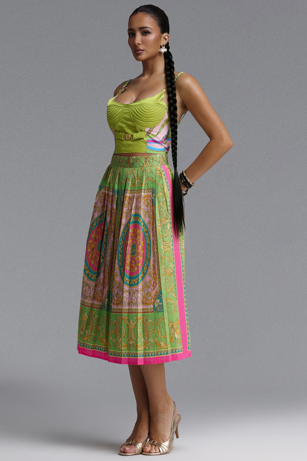 Felicity Flowy Sleeveless Floral Print Woven Top and Skirt Two-Piece Set