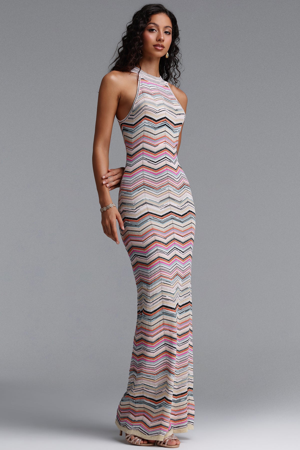 Tiza Sleeveless Striped Knit Maxi Dress