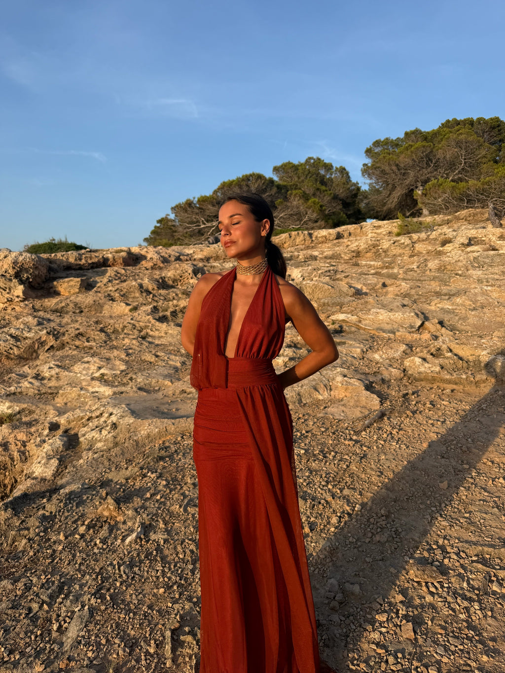 Aina Dress in Terracotta — Elegant, Flowy & Summer-Ready