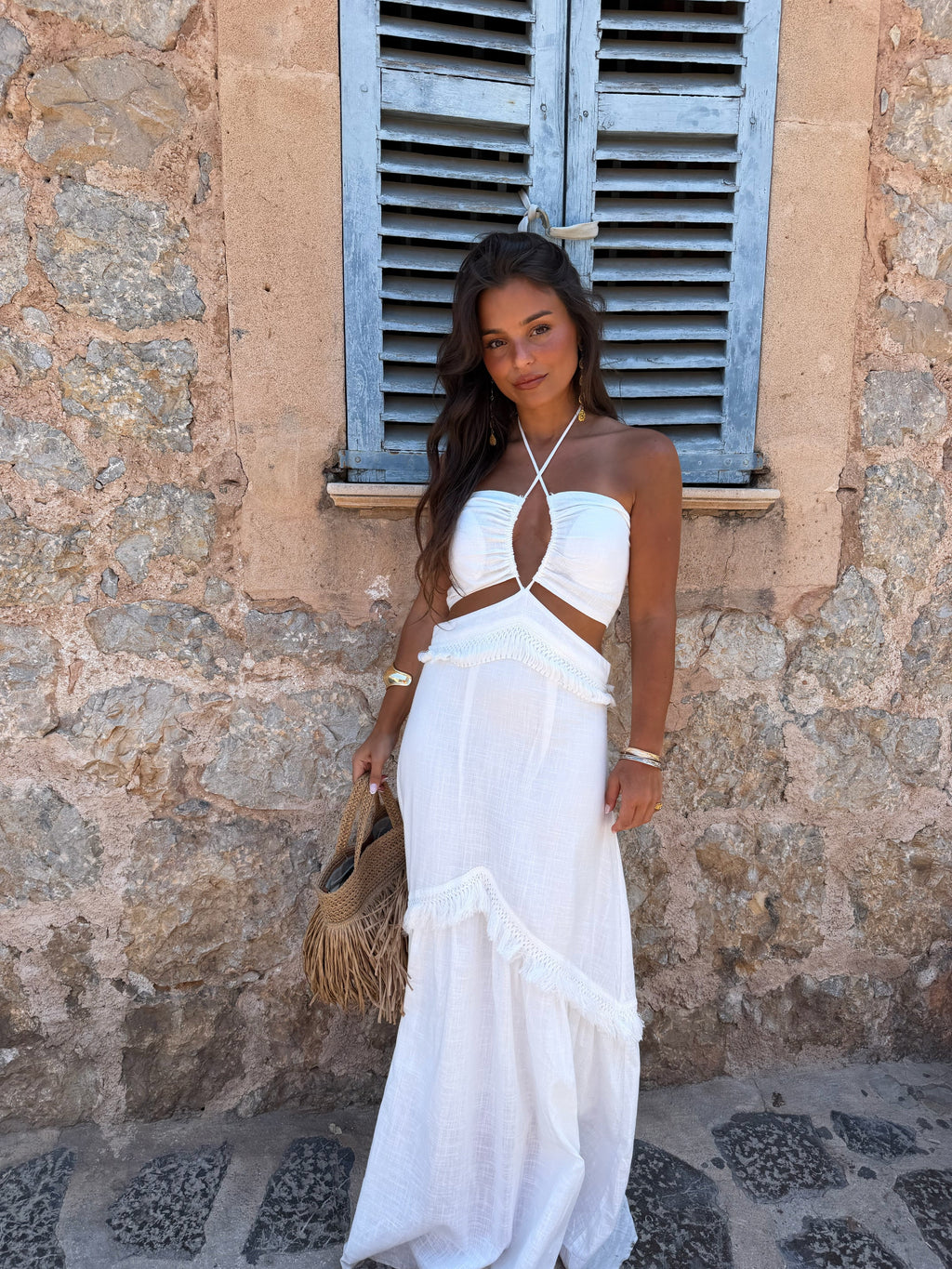 Marbella Linen Dress in Pure White