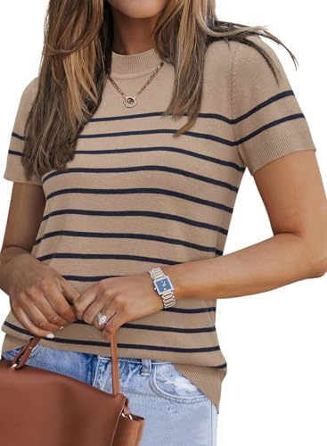 Lightweight Wool Blend Short Sleeve Sweater Top