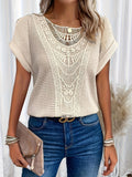 Rosa | Top with Round Neck and Lace Trim