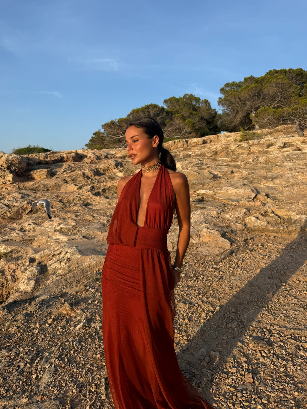 Aina Dress in Terracotta — Elegant, Flowy & Summer-Ready