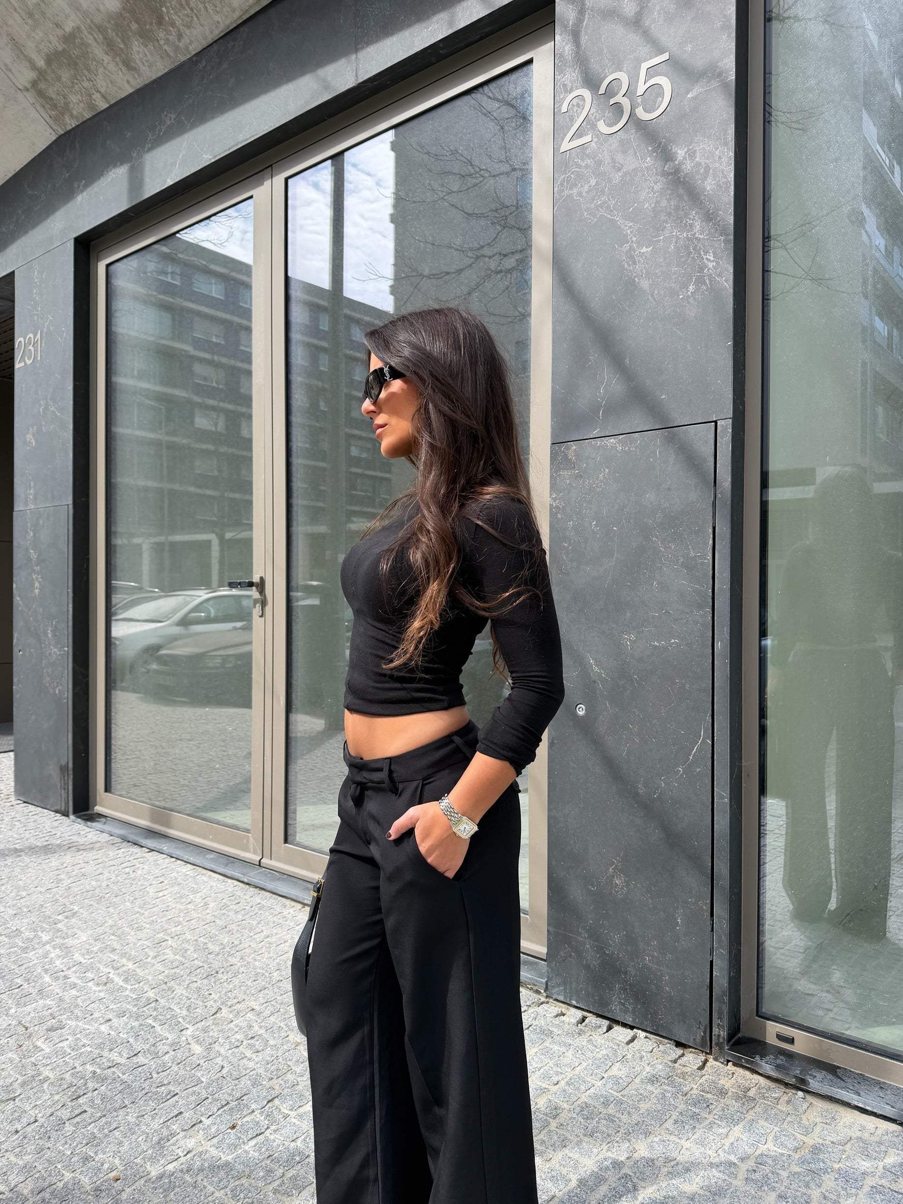 Carolyn Low-Waisted Pants in Black