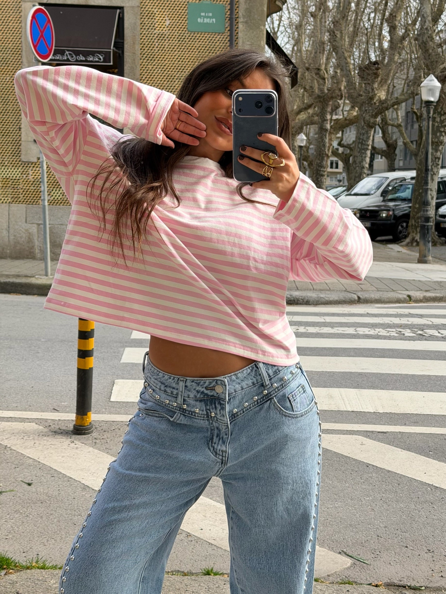 Statement Studded Denim Jeans