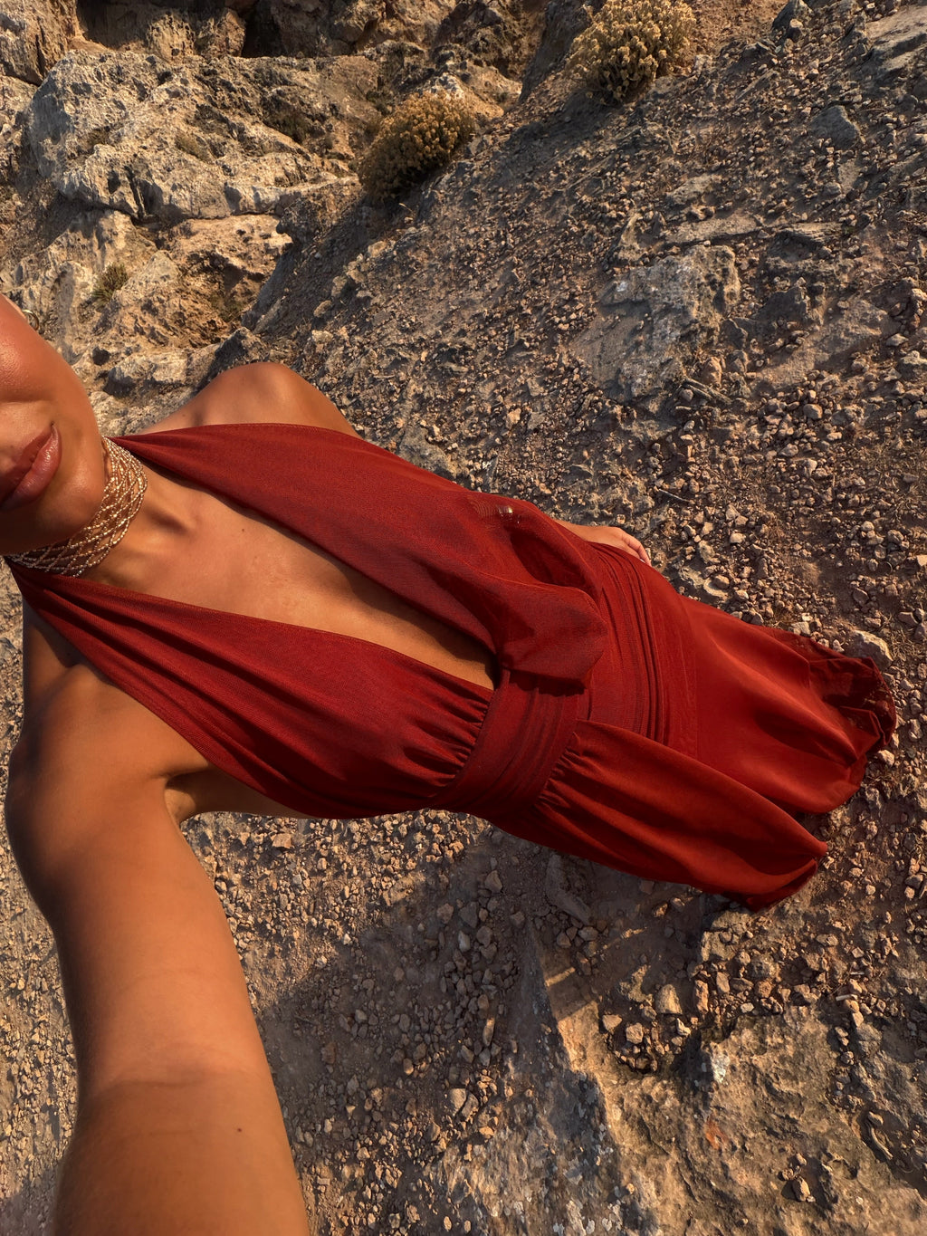 Aina Dress in Terracotta — Elegant, Flowy & Summer-Ready