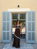 Sansa Brown Dress with Blue Accents