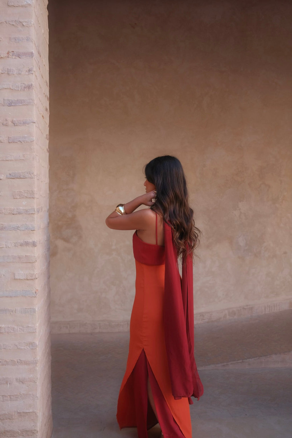 Zahara Dress in Vibrant Orange and Red