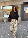 Zebra Print Wide Leg Pants