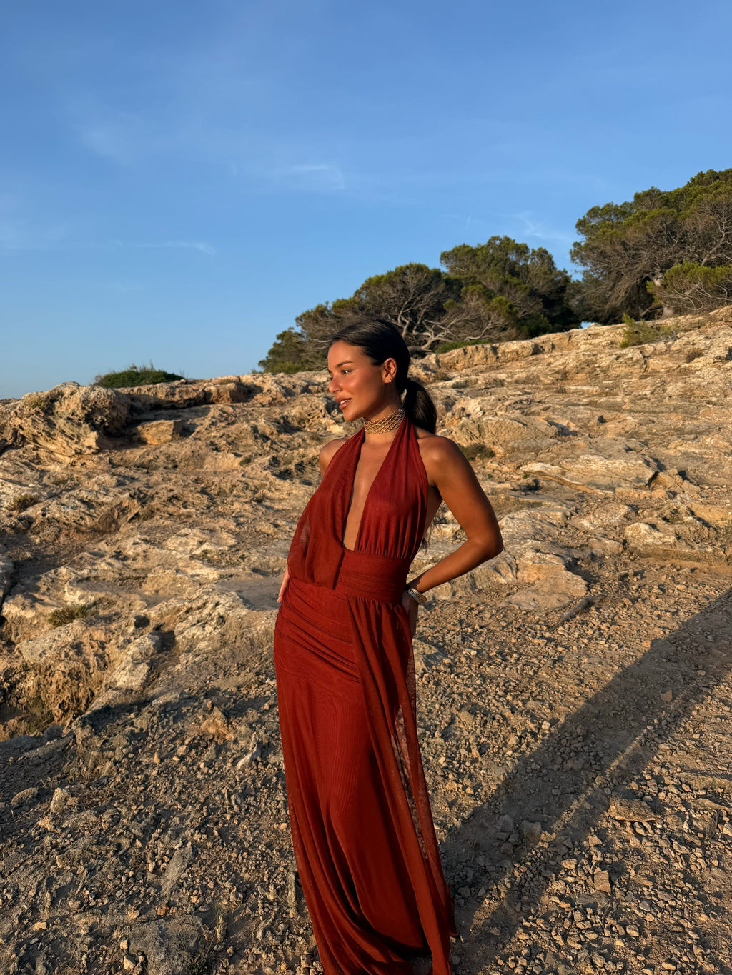 Aina Dress in Terracotta — Elegant, Flowy & Summer-Ready