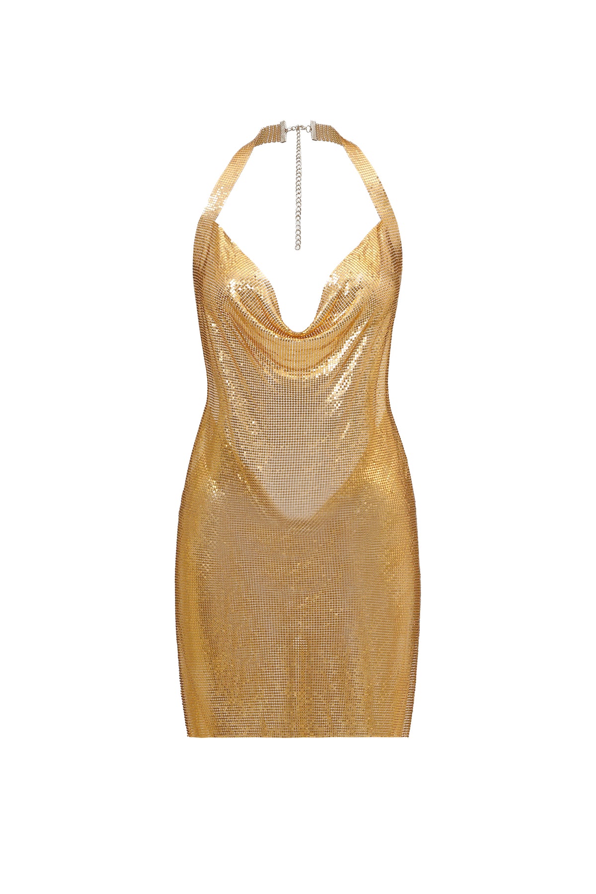 Brett Diamante Mesh Mini Dress - Gold