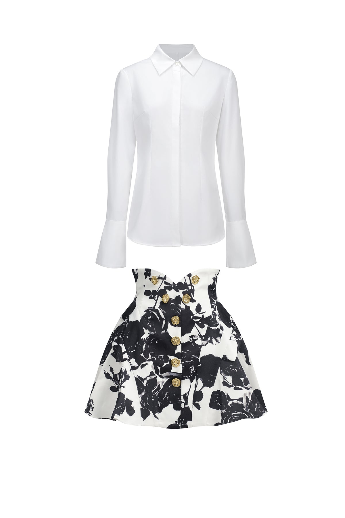 Eithne Long Sleeve Printing Mini Two-Piece Set