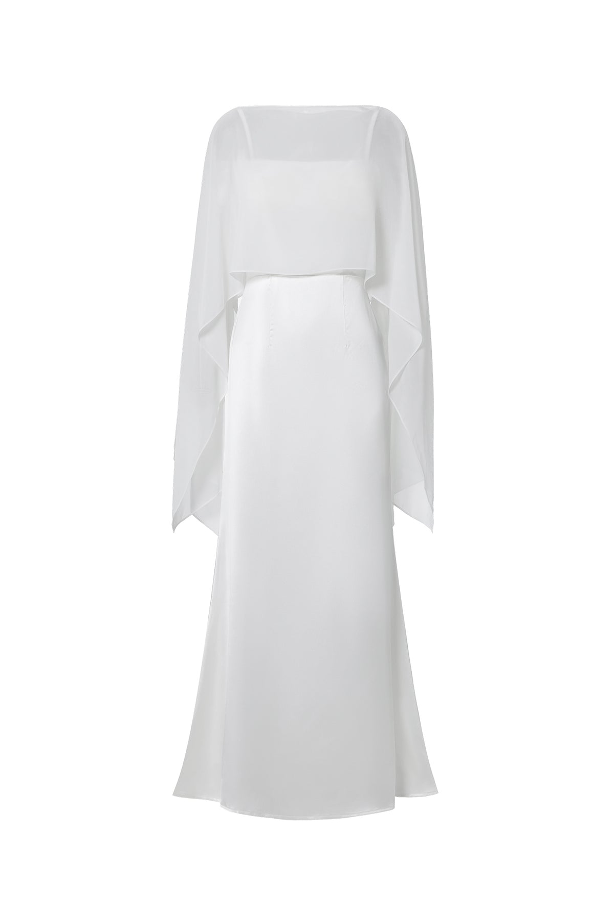 Sinai Elegant Flowy Sleeveless Chiffon Cape Maxi Dress