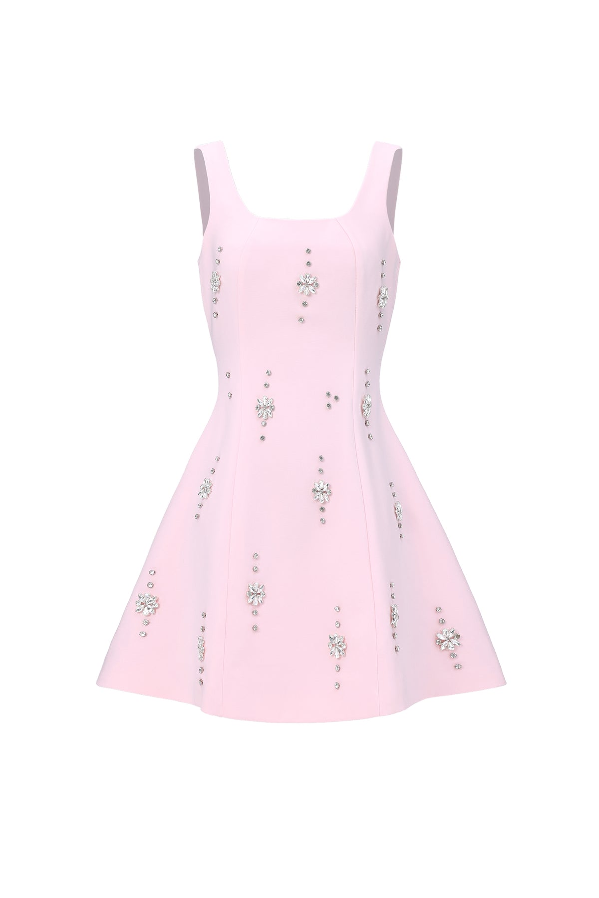 Falisa Square Neck Rhinestone Woven Mini Dress