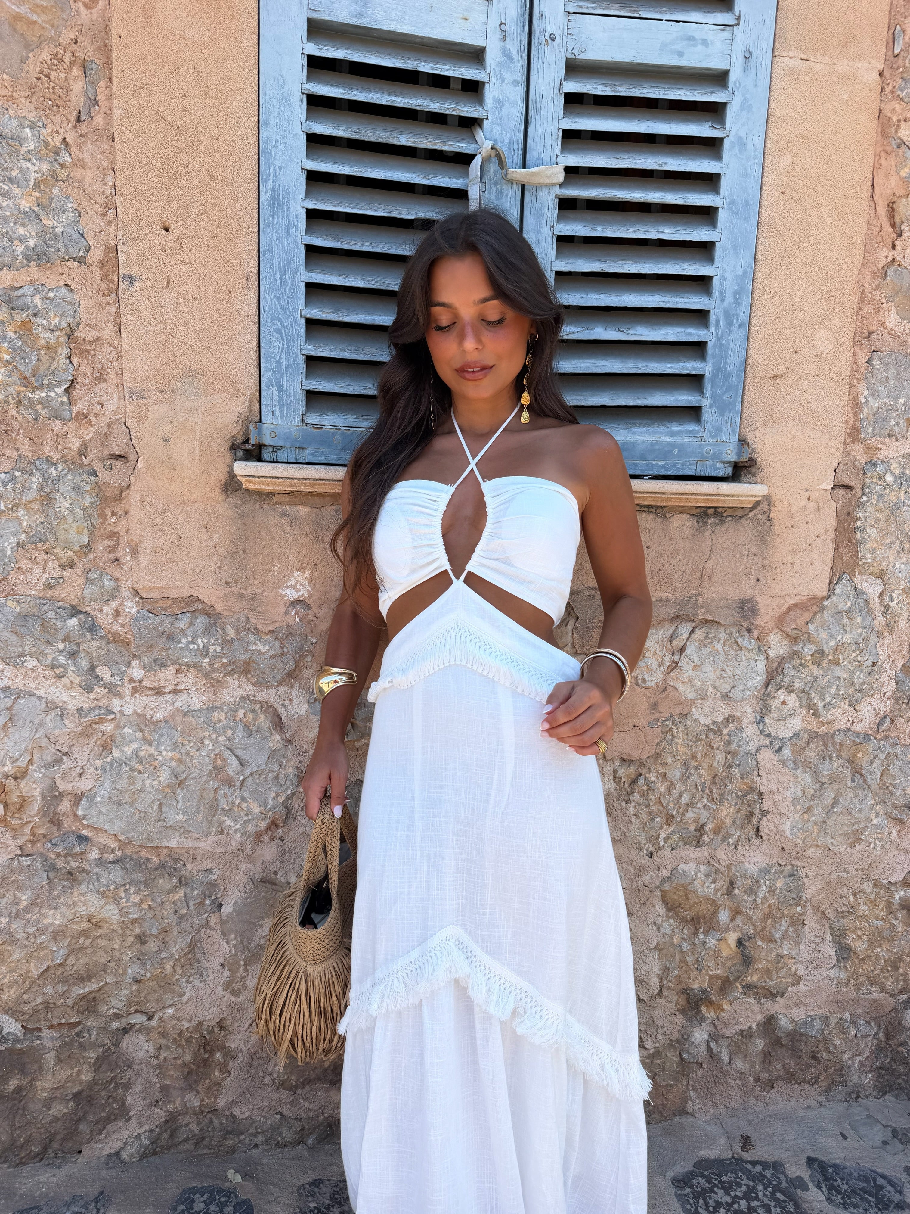 Marbella Linen Dress in Pure White