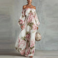Payton | Off-Shoulder Floral Maxi Dress, Long Sleeves