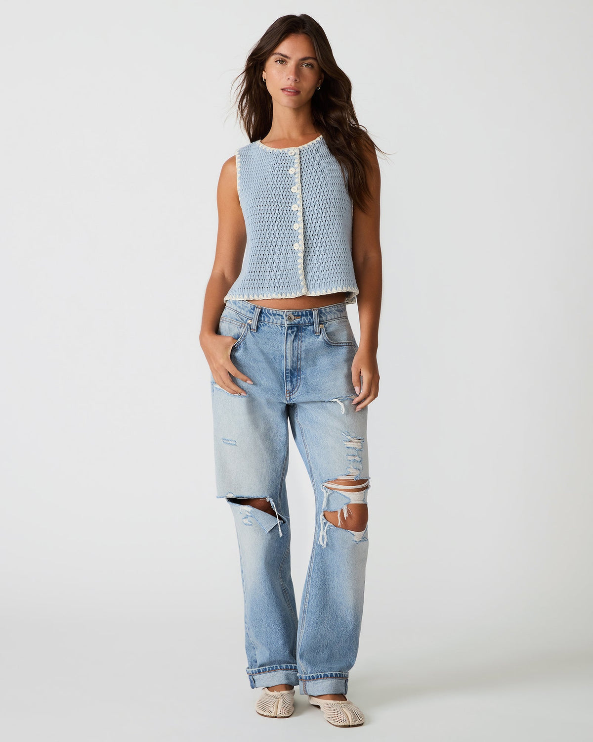 Annya Sweater Vest – Blue Ice