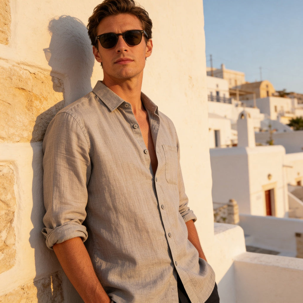 Biel | Men's Long Sleeve Linen Shirt with Pocket