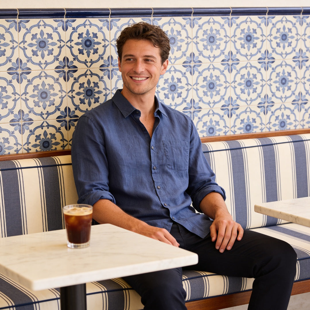 Biel | Men's Long Sleeve Linen Shirt with Pocket