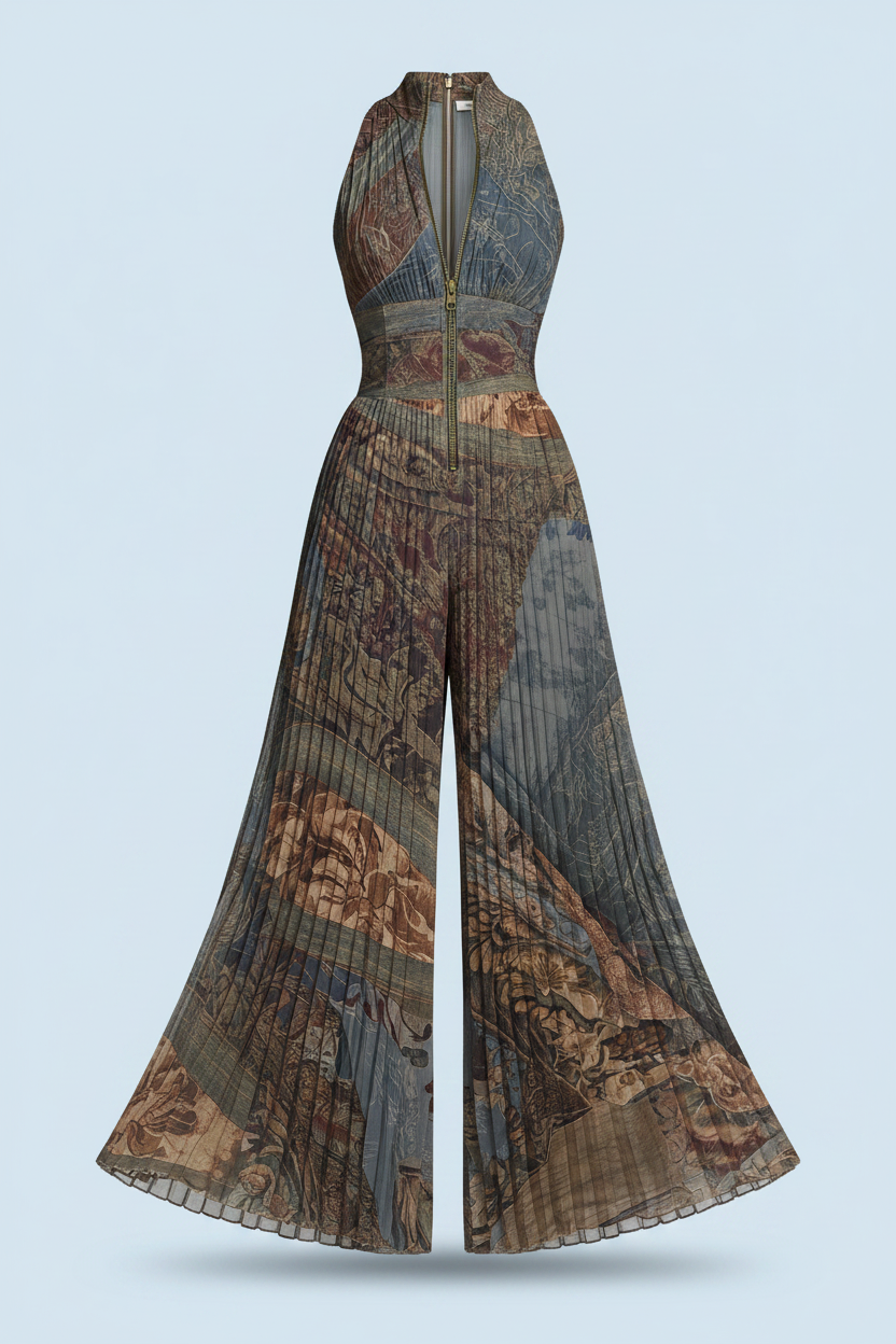 Bohemian Ethnic Print Jumpsuit