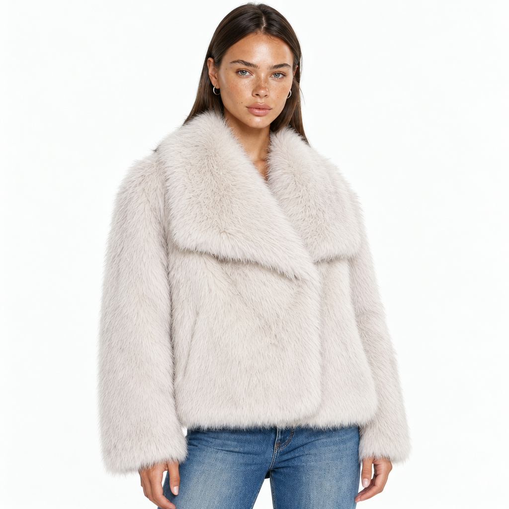 Model wearing New York Faux Fur Coat