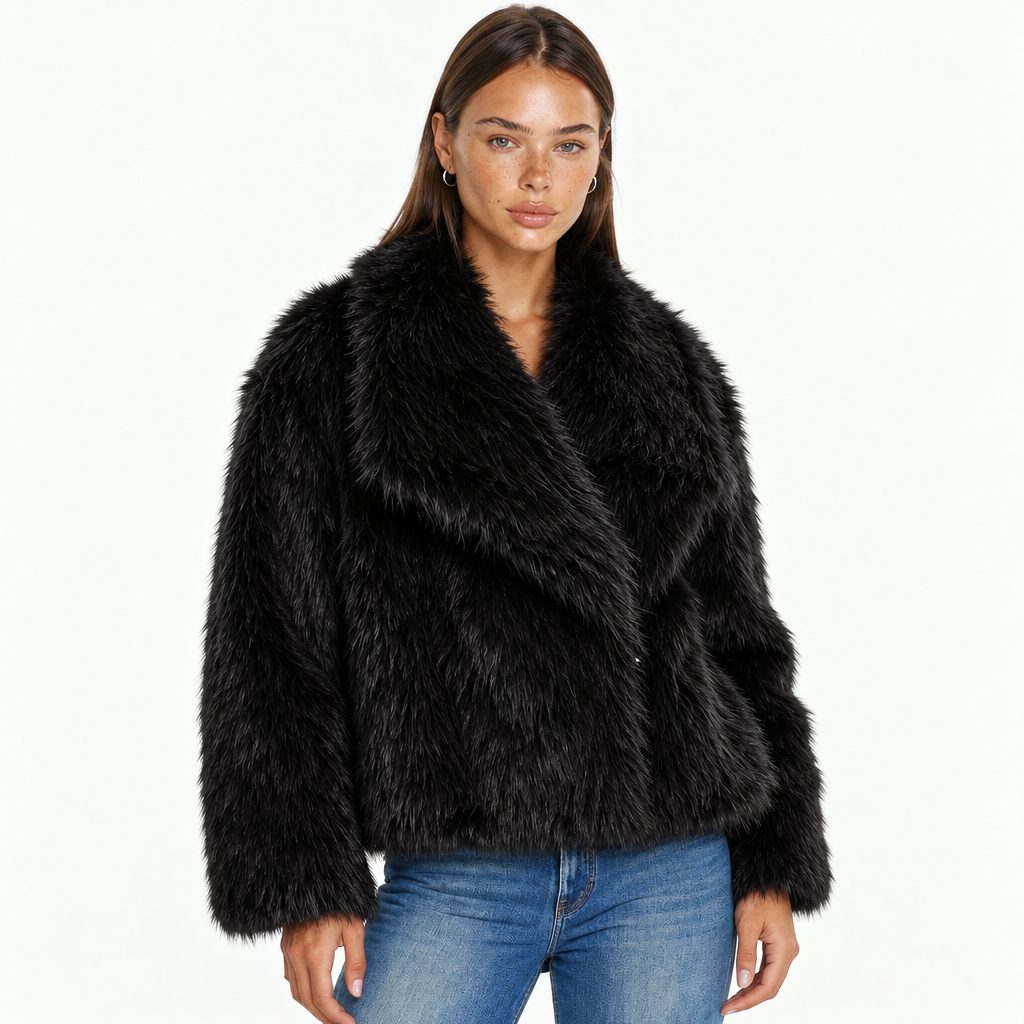 Model wearing New York Faux Fur Coat
