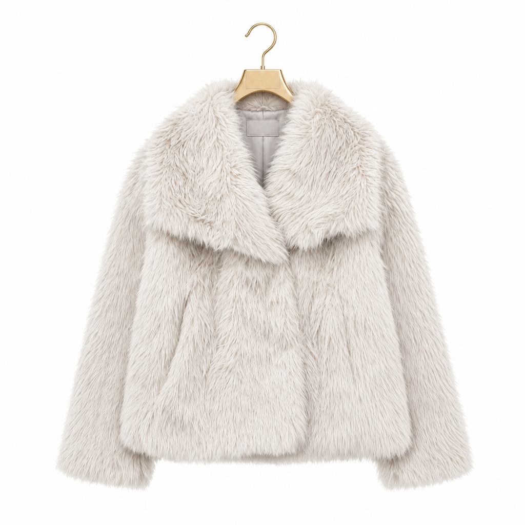 New York Faux Fur Coat on a hanger