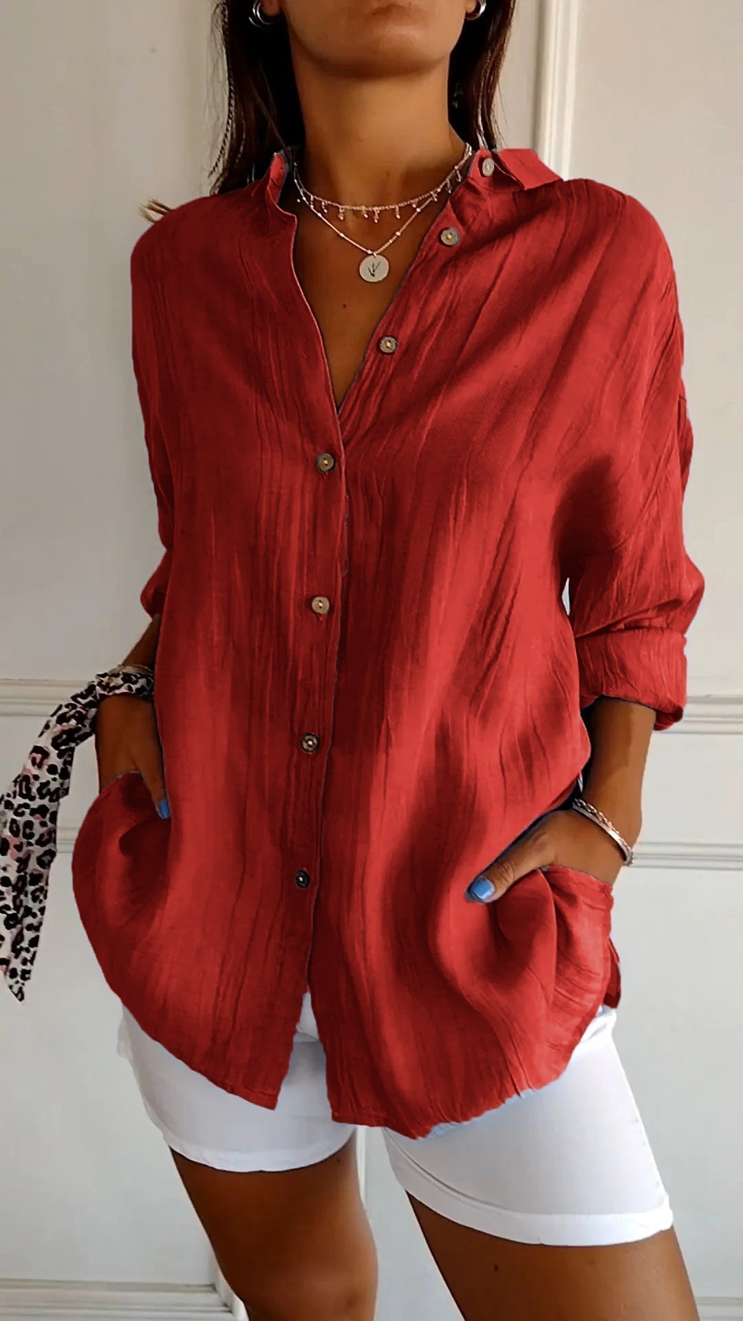 Sasha | Elegant Pleated Vacation Blouse — Summer Essential