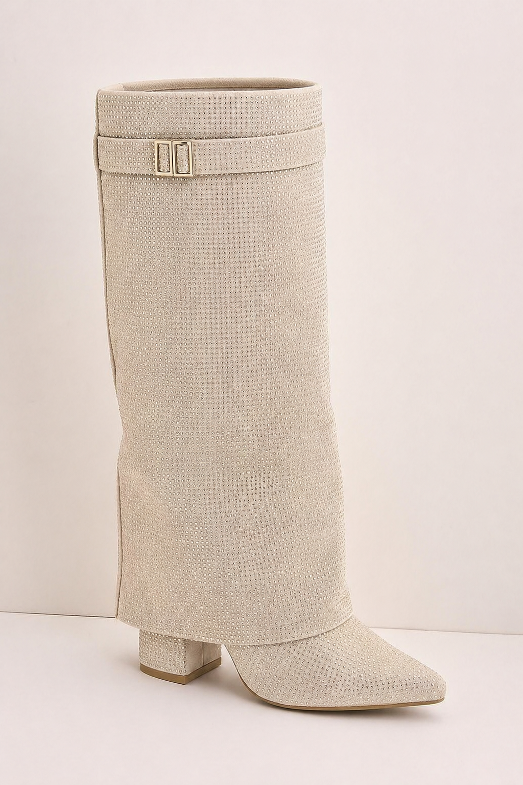 Paris Diamanté Beige Boots