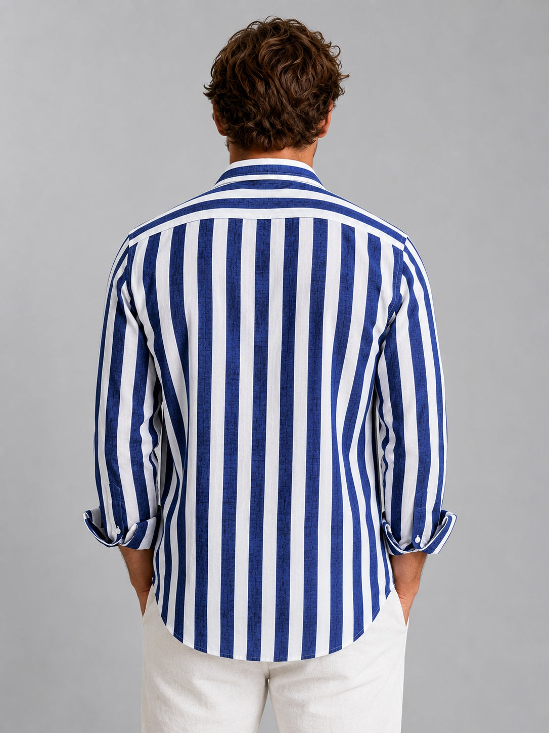 Martí | Men's Long Sleeve Striped Linen Shirt