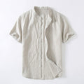 Miguel | Men's Short Sleeve Linen Shirt Mao Collar